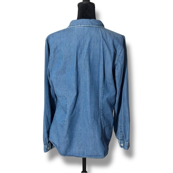 Outback Red Classic Medium Wash Denim Long Cuff Sleeves Button-Up Shirt - Picture 5 of 14